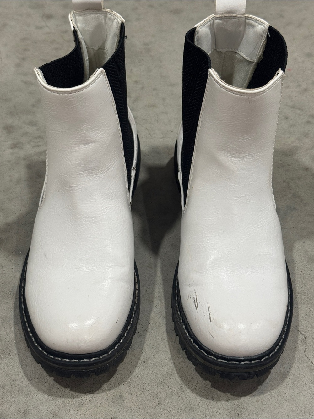 White Boots with Black Elastic Panels
